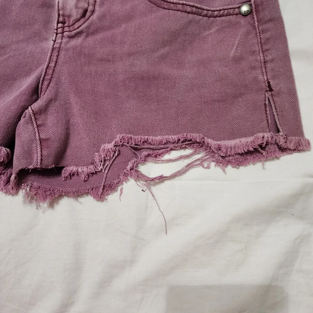 Free People Womens 24 Purple Distressed Zipper Fly Raw Hem Shorties